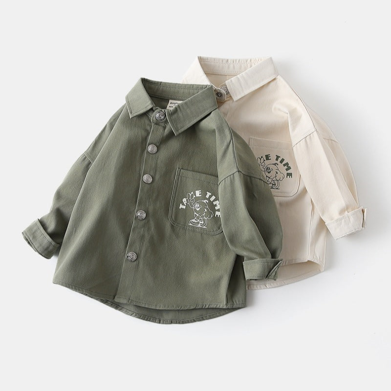 [383221] - Baju Atasan Kemeja Lengan Panjang Anak Laki-Laki Cowok - Motif Regular Letters - BABYHOKI STORE