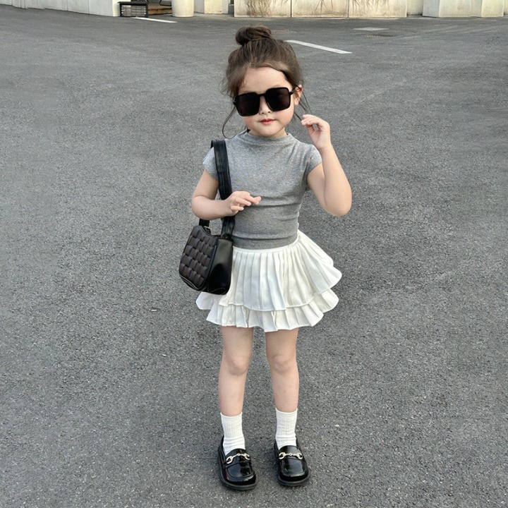 [5071006] - Setelan Baju Backless Bawahan Rok Mini Fashion Anak Perempuan - Motif Smooth Casual