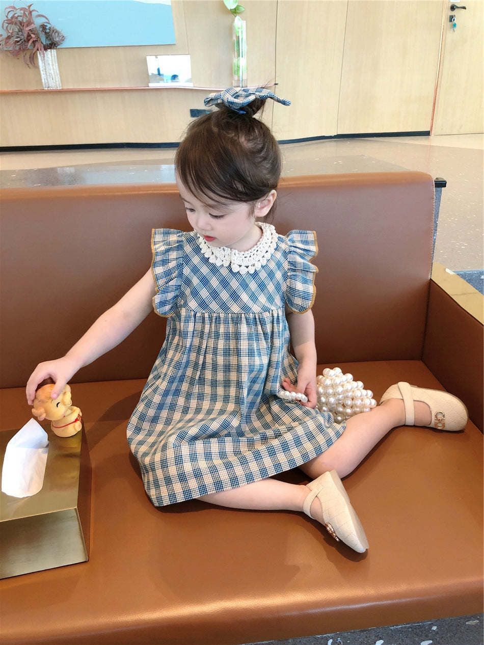 [507946] - Baju Dress Lengan Kutung Fashion Import Anak Perempuan - Motif Tilt Square