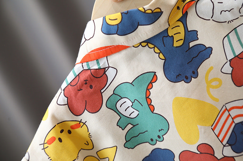 [345463] - Baju Setelan Kemeja Lengan Pendek Celana Panjang Anak Cowok Fashion- Motif Cute Animal