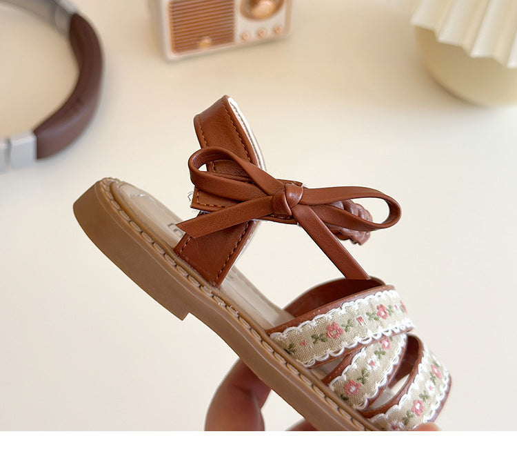 [381290 Size 21-30] - Sepatu Flat Slip On Bowknot Shoes Korean Version Anak Perempuan Cewek - Motif Floral Princess - BABYHOKI STORE