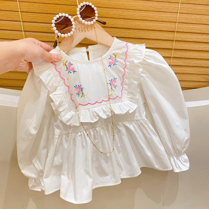 [363664] - Setelan Oneset Cewek Baju Blouse Celana Jeans Cutbray Anak Perempuan Fashion - Motif Lace Flower