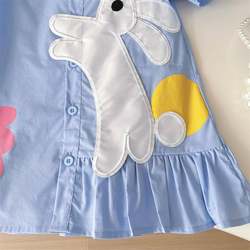 [363756] - Baju Dress Lengan Pendek Fashion Anak Perempuan - Motif Rabbit Hop