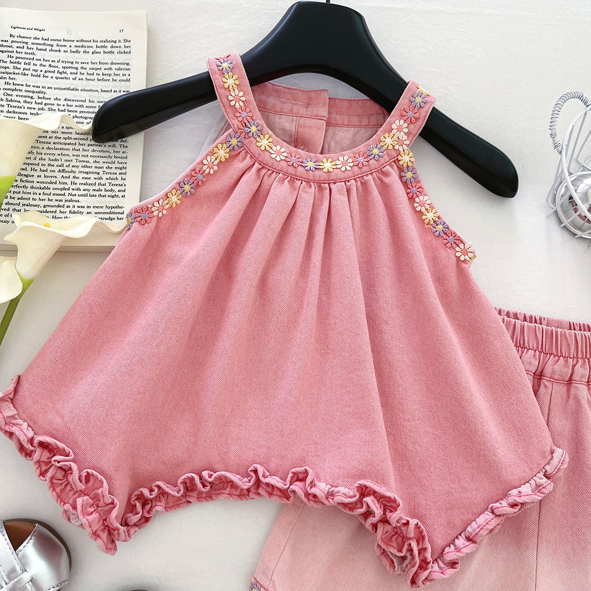 [963120] - One Set 2in1 Baju Setelan Atasan Lengan Kutung Bawahan Celana Pendek Korean Fashion Style Anak Perempuan Cewek - Motif Small Flower - BABYHOKI STORE