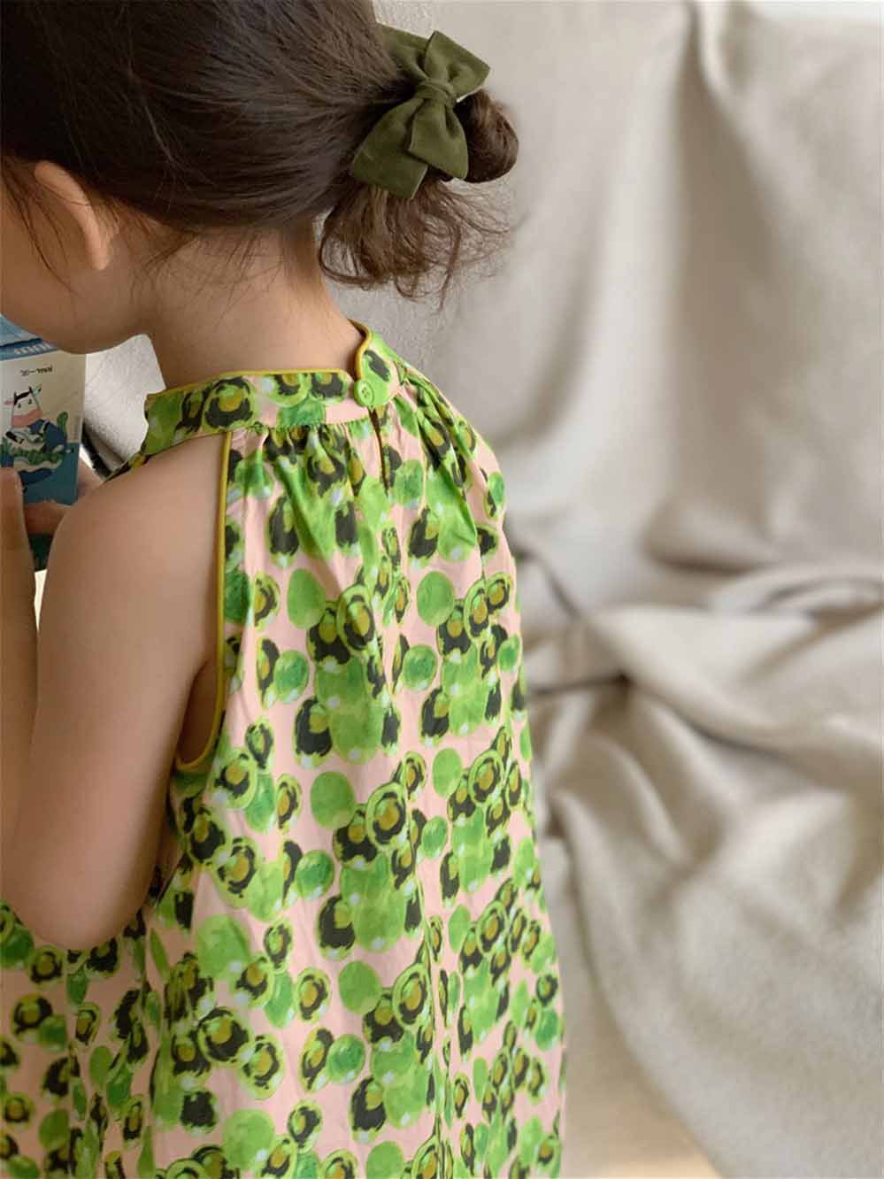 [507993] - Baju Dress Lengan Kutung Fashion Import Anak Perempuan - Motif Vaguely Round