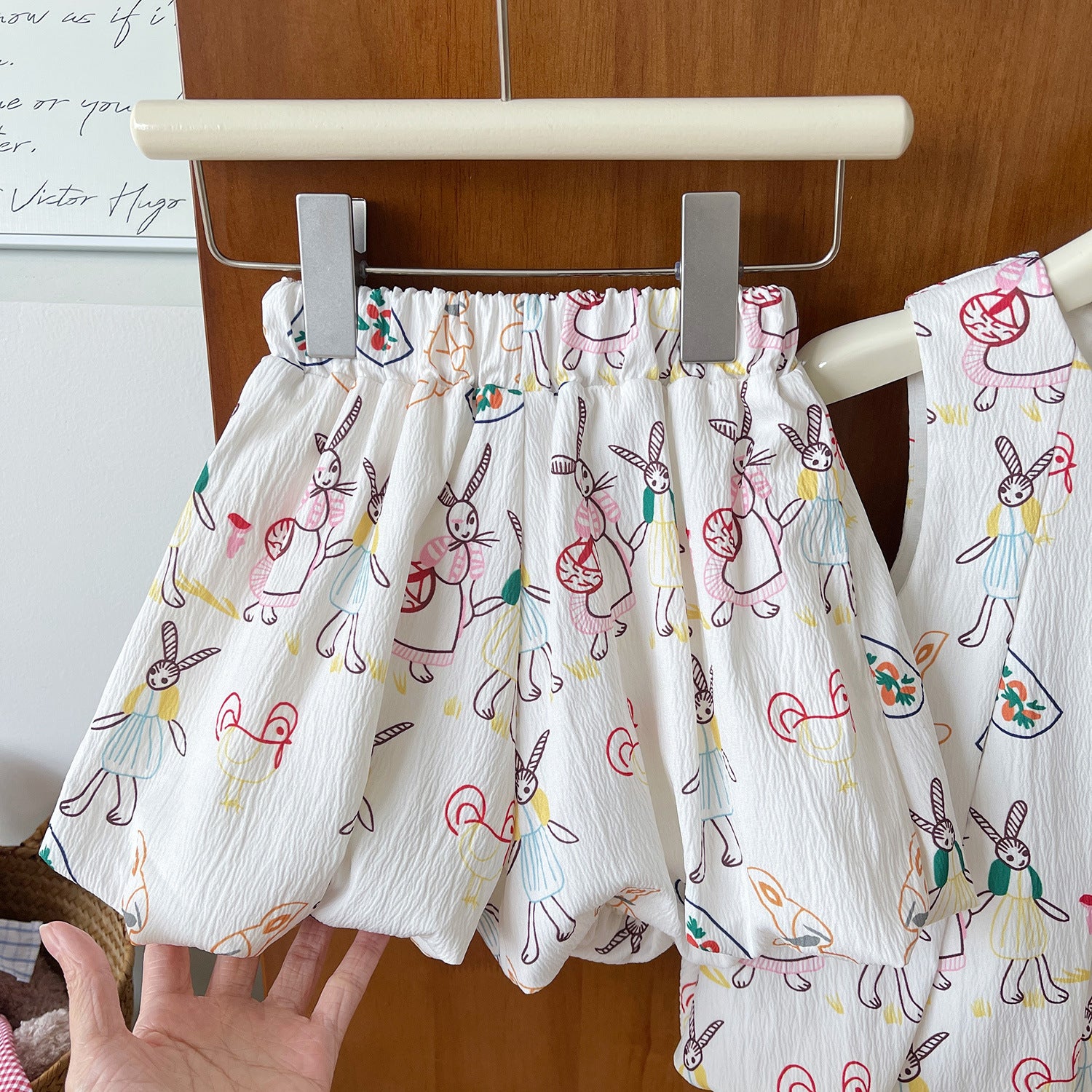 [963287] - One Set 2in1 Baju Setelan Atasan Lengan Kutung Bawahan Celana Pendek Korean Version Style Anak Perempuan Cewek - Motif Cute Bunny - BABYHOKI STORE