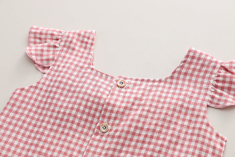 [340376] - Baju Setelan Blouse Kotak-Kotak Fashion Anak Perempuan - Motif Big Ribbon