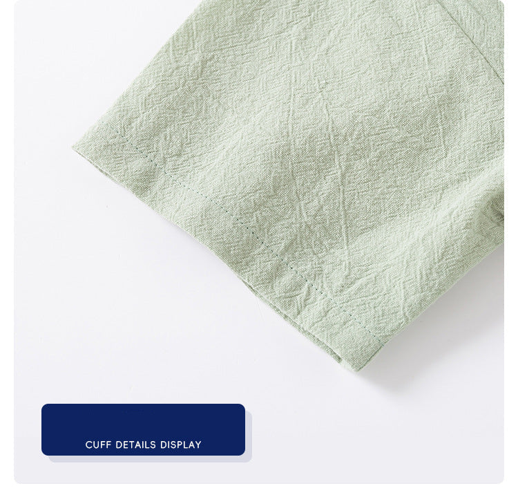 [5131127] - One Set 2in1 Baju Setelan Kerah Shanghai Imlek Atasan Lengan Pendek Bawahan Celana Pendek Style Chinese Hanfu Anak Laki Laki Cowok - Motif Top Color Green - BABYHOKI STORE