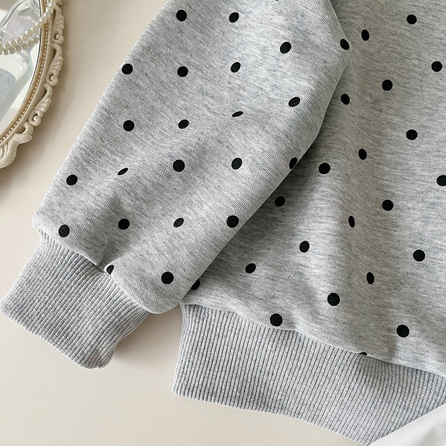 [963167] - One Set 2in1 Baju Setelan Atasan Sweater Lengan Panjang Bawahan Celana Rok Pendek Korea Fashion Style Anak Perempuan Cewek - Motif Bow Polkadot - BABYHOKI STORE - BABYHOKI STORE