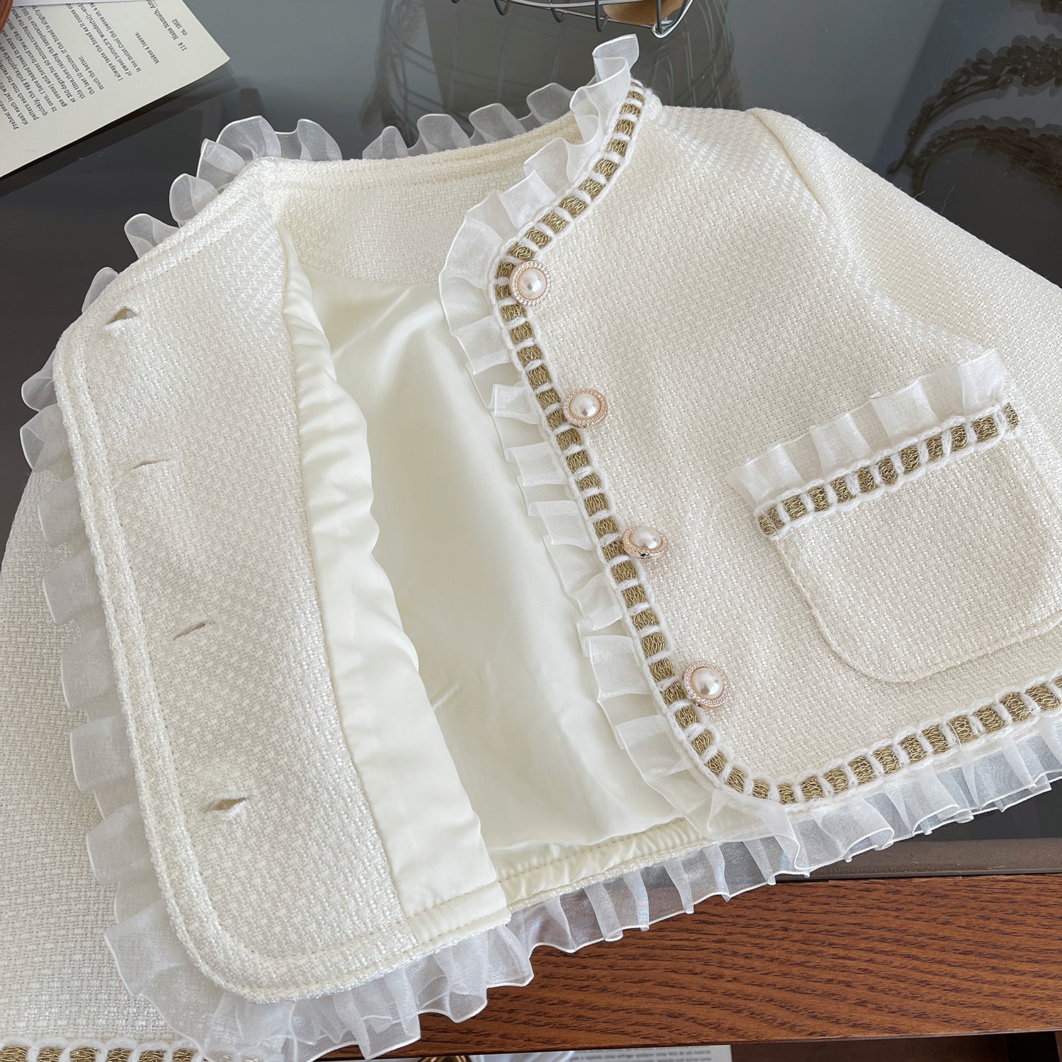 [963138] - One Set 2in1 Baju Setelan Atasan Lengan Panjang Bawahan Rok Pendek Plisket Korean Version Style Anak Perempuan Cewek - Motif Top Ruffled - BABYHOKI STORE - BABYHOKI STORE