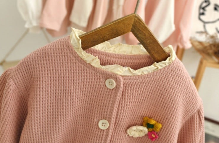 [352398] - Baju Atasan Jaket Cardigan Fashion Anak Perempuan - Motif Pocket Flowers