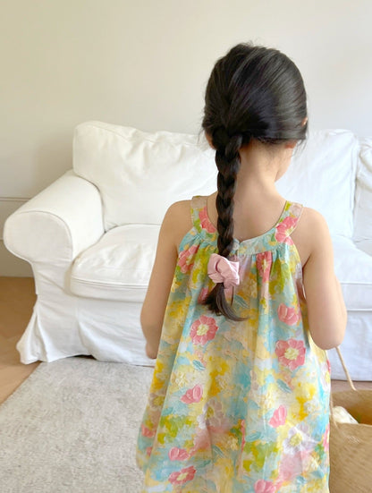 [507949] - Baju Dress Lengan Kutung Anak Perempuan Fashion - Motif Colorful Flower