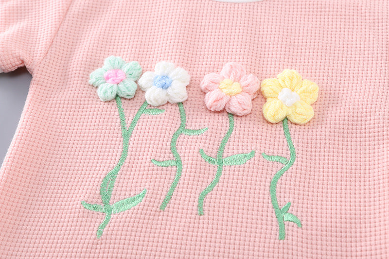 [368585] - One Set 2in1 Baju Setelan Atasan Kaos Lengan Pendek Bawahan Celana Pendek Comfortable Summer Fashion Anak Perempuan Cewek - Motif Cute 3d Flower - BABYHOKI STORE
