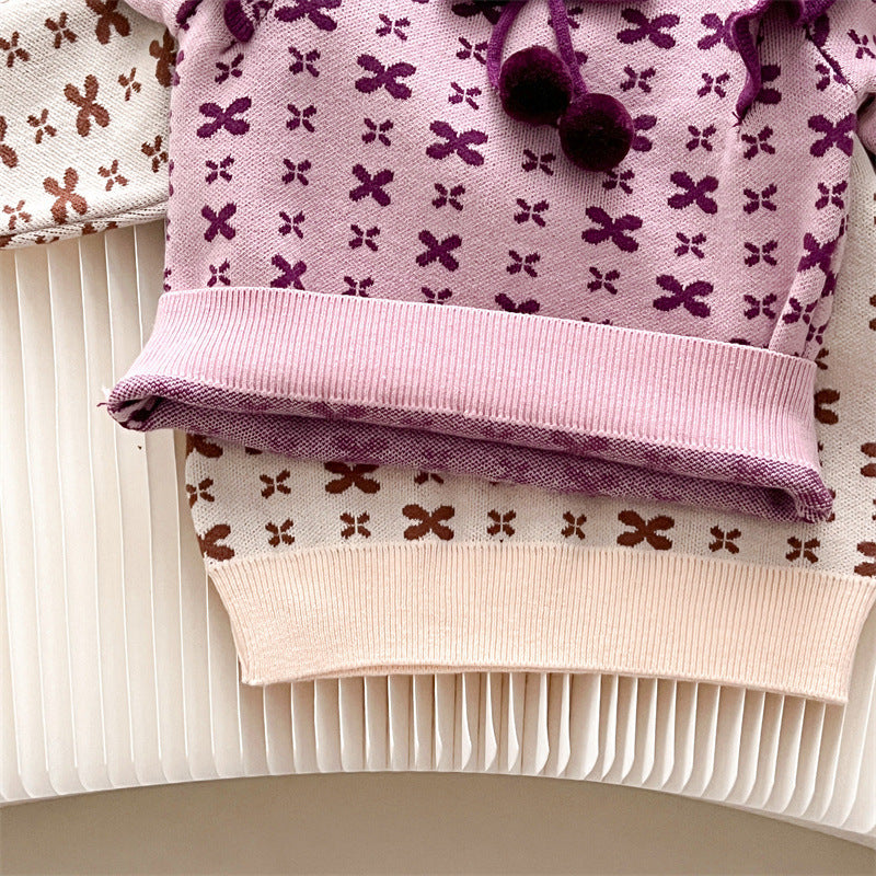 [363714] - Baju Setelan Atasan Lengan Panjang Celana Panjang Fashion Anak Cewek- Motif Wing Patterns