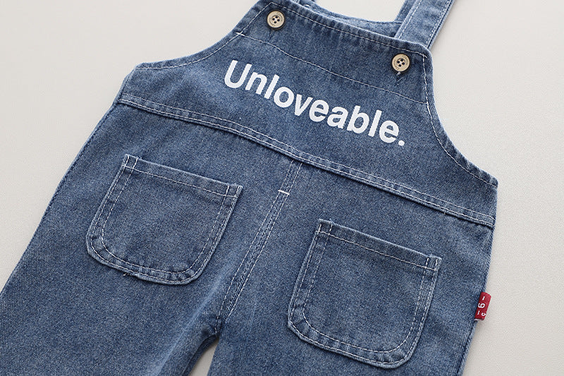 [345481] - Baju Setelan Sweater Overall Jeans Fashion Anak Cowok - Motif Unloved Stripe