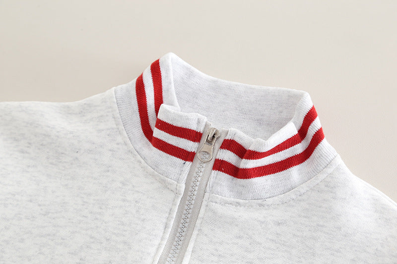 [345496] - One Set 2in1 Baju Setelan Sporty Atasan Jaket Zipper Lengan Panjang Bawahan Celana Panjang Fashionable Handsome Anak Cowok Laki-Laki - Motif Color Stripe Collar - BABYHOKI STORE - BABYHOKI STORE