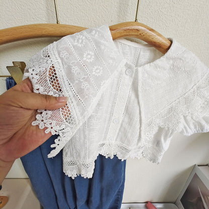 [363653] - Setelan Blouse Celana Panjang Jeans Import Anak Perempuan - Motif Oblique Collar