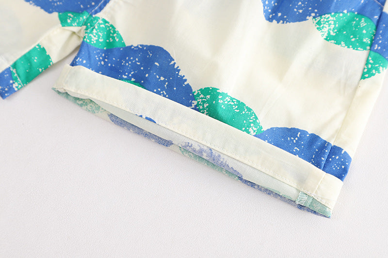 [345408] - Baju Setelan Kemeja Lengan Pendek Celana Pendek Anak Cowok Fashion - Motif Twist Wave