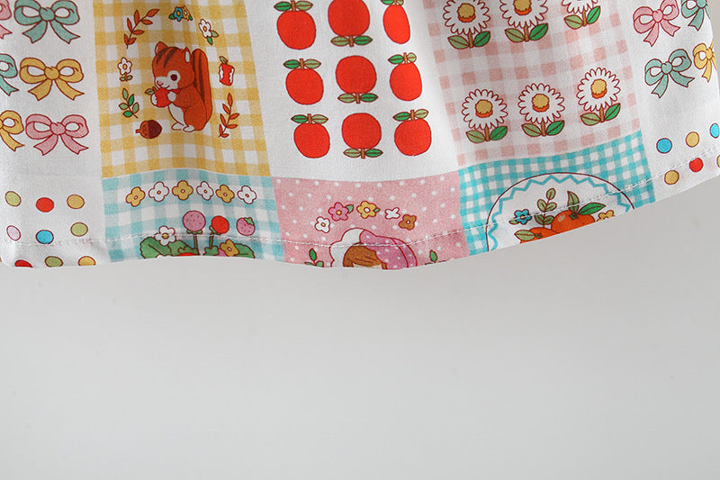 [340380] - Baju Mini Dress Lengan Balon Fashion Anak Perempuan - Motif Fruit Flower