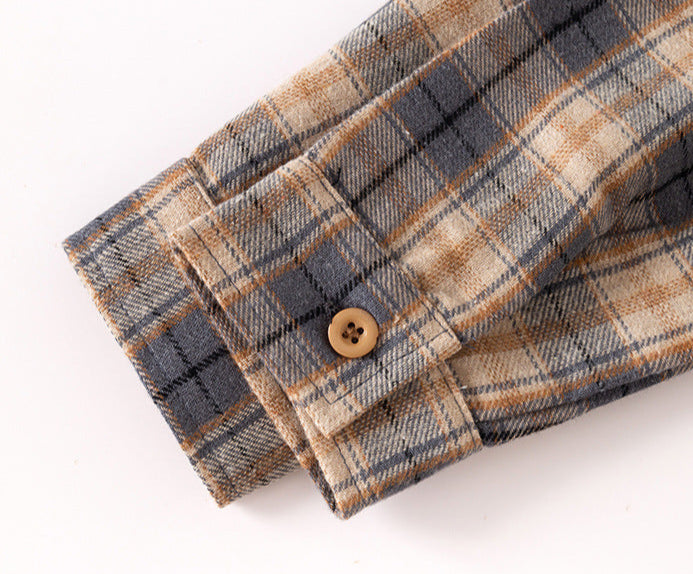 [5131118] - Baju Atasan Kemeja Lengan Panjang Anak Laki-Laki - Motif Classic Pocket Plaid