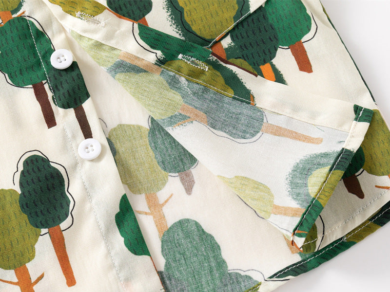 [383208] - Atasan Baju Kemeja Lengan Pendek Anak Laki-Laki - Motif Mix Abstract Nature Animal