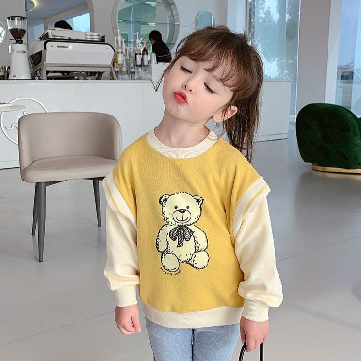 [507S162] - Baju Atasan Sweater Lengan Panjang Fashion Anak Perempuan - Motif Teddy Bear