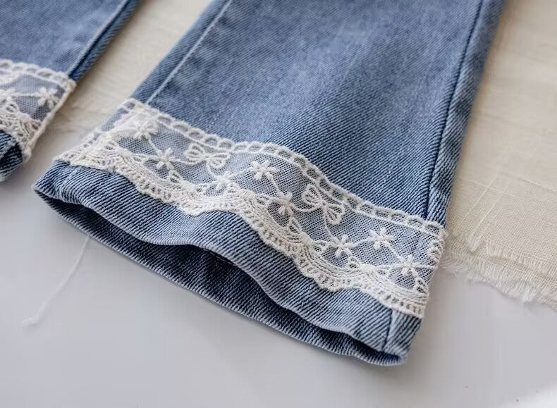 [5071055] - Celana Jeans Panjang Fashion Anak Perempuan - Motif Side Lace