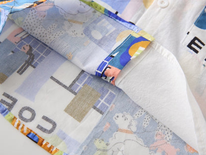 [383218] - Atasan Baju Kemeja Lengan Pendek Anak Laki-Laki - Motif Letters and Animals