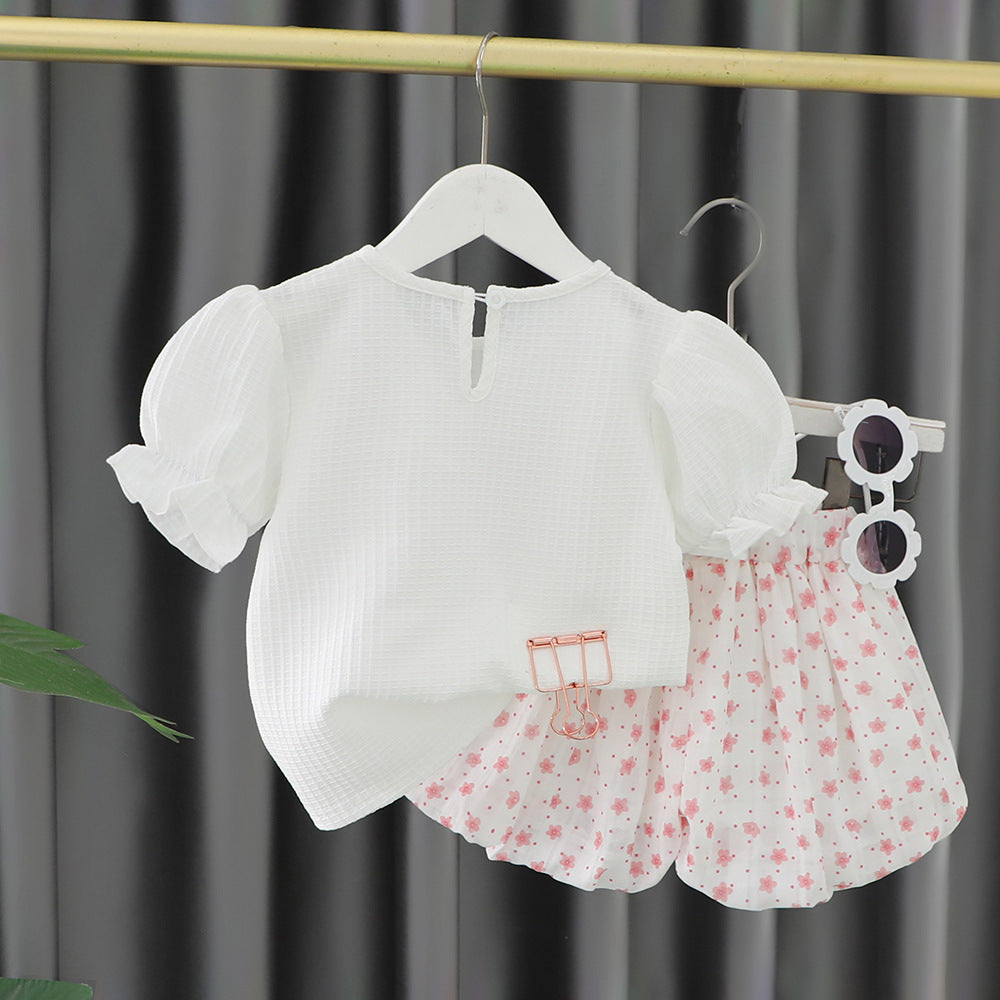 [340372] - Baju Setelan Blouse Celana Pendek Fashion Anak Perempuan - Motif Long Ribbon