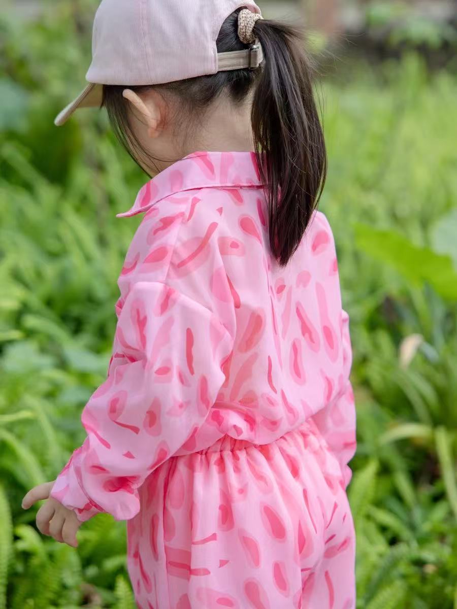 [363709] - One Set Korea Anak Cewek Baju Setelan Kemeja Panjang Celana Pendek Fashion Anak Cewek - Motif Faint Scene