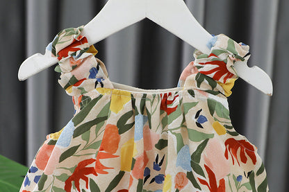 [340400] - Baju Setelan Blouse Celana Cutbray Fashion Import Anak Perempuan - Motif Flower Leaf