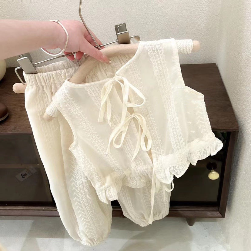 [363621] - Baju Setelan Atasan Kutung Bawahan Panjang Fashion Anak Perempuan - Motif Plain Knitted