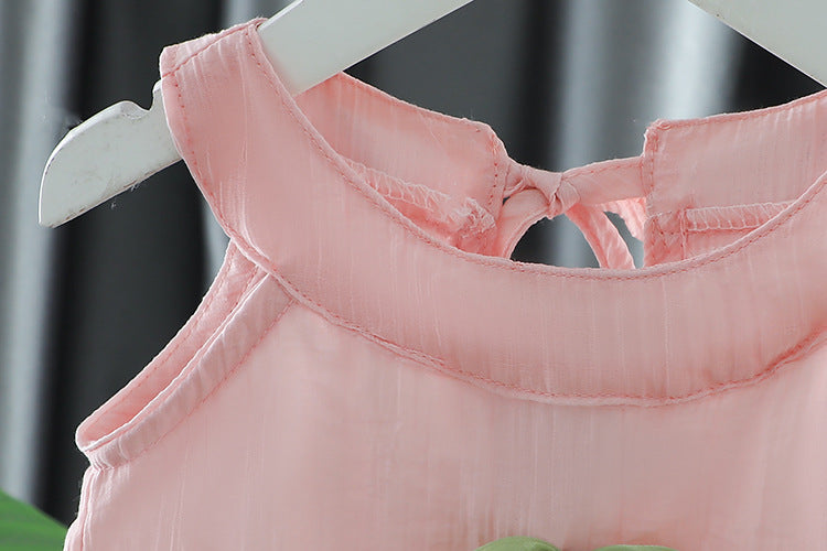 [340455] - Baju Setelan Lengan Kutung Celana Panjang Fashion Anak Perempuan - Motif Flower Ribbon