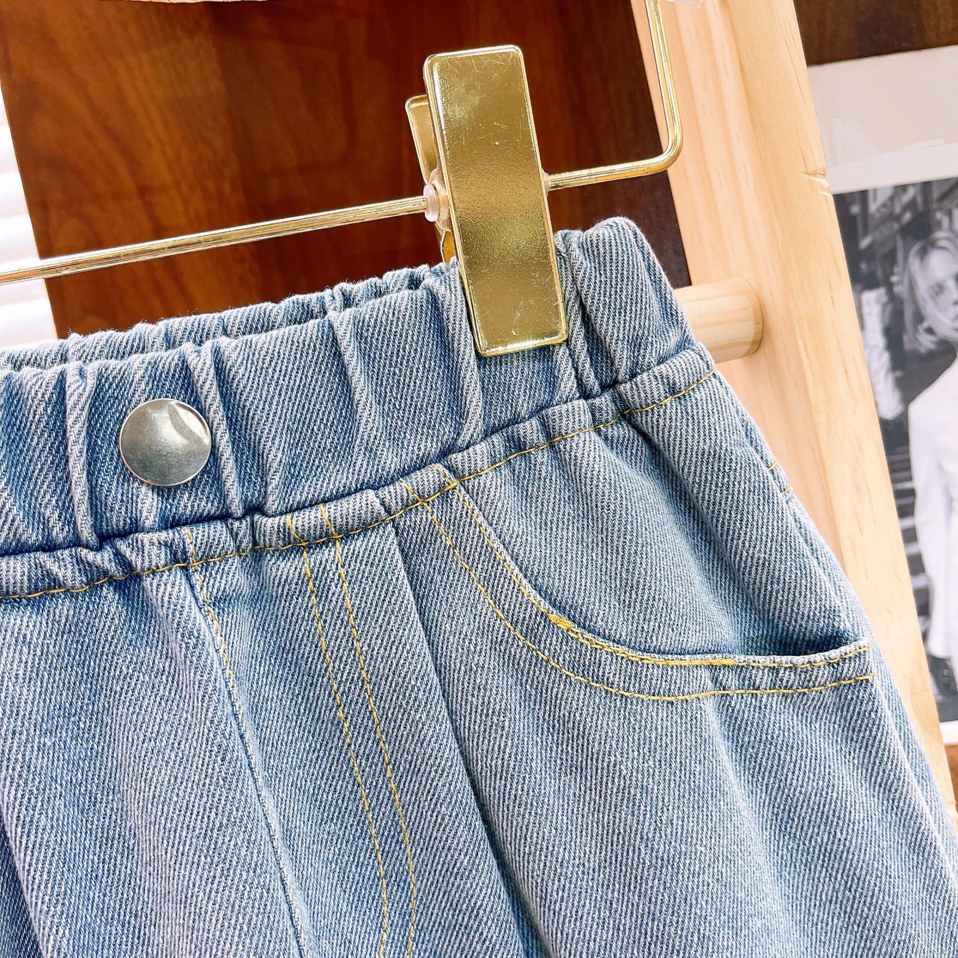 [363745] - Setelan Baju Atasan Rajut Celana Jeans Panjang Fashion Anak Perempuan - Motif Colorful Lines