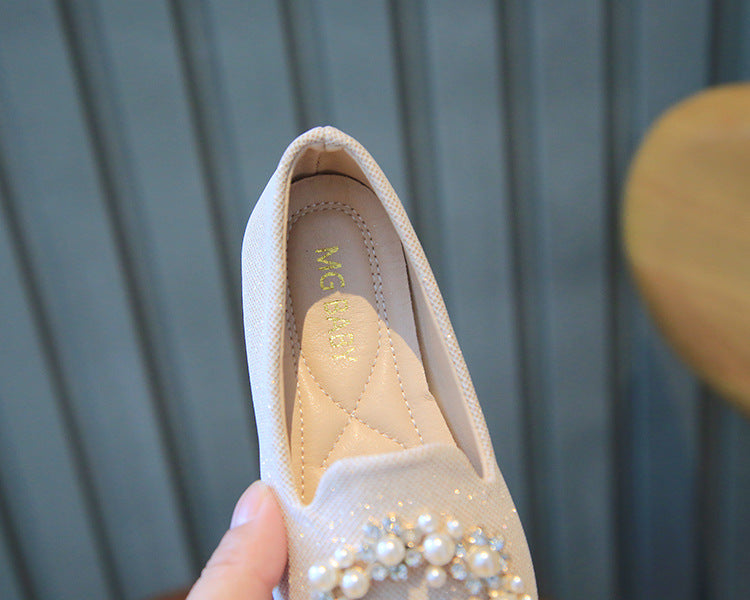 [381294 Size 26-35] - Sepatu Flat Slip On Korean Version Trendy Anak Perempuan Cewek - Motif Pearl Flower - BABYHOKI STORE - BABYHOKI STORE