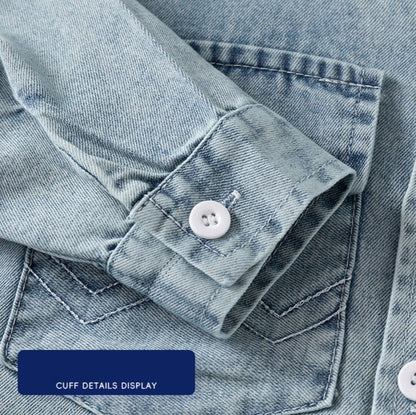 [5131072] - Baju Atasan Kemeja Denim Polos Fashion Anak Laki-Laki - Motif Denim Pattern