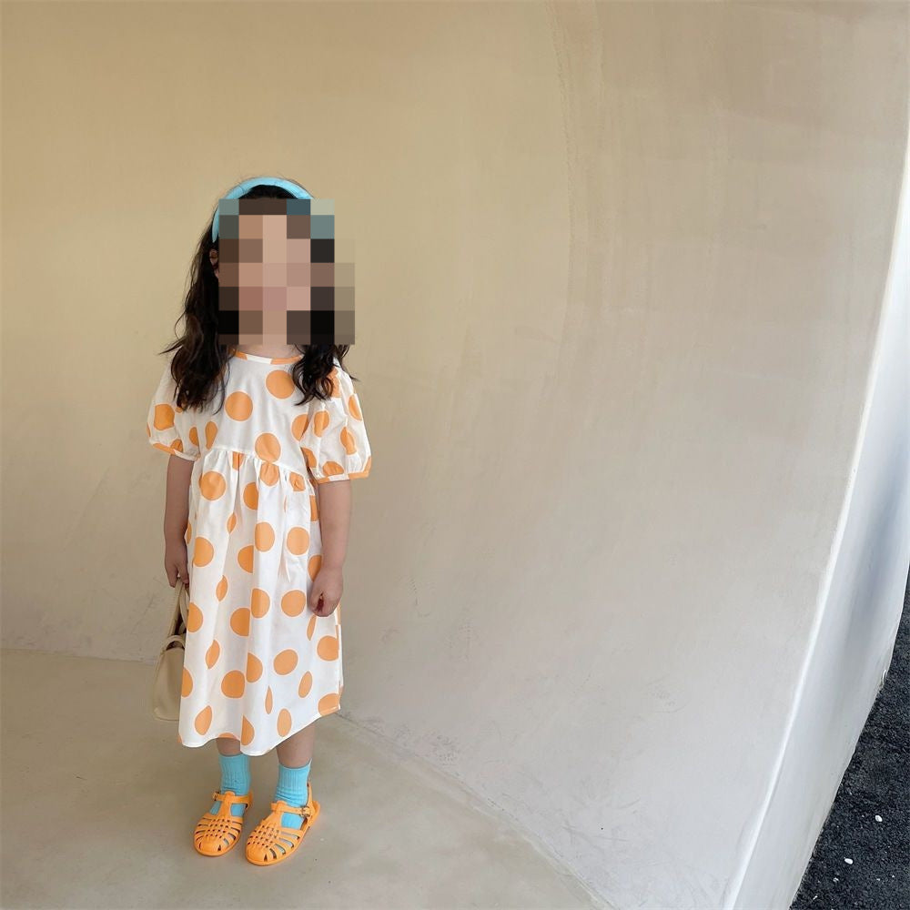[507S1135] - Baju Dress Lengan Pendek Fashion Anak Perempuan - Motif Big Polka