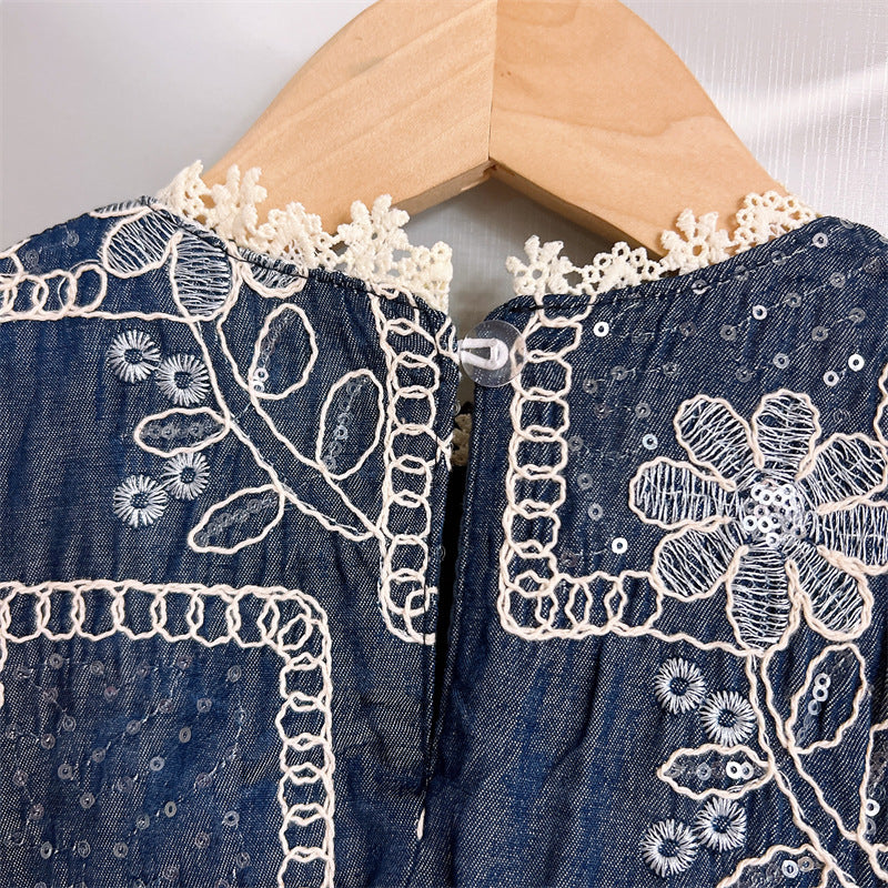 [963212] - Baju Gaun Dress Summer Lengan Kutung Korean Version Style Anak Perempuan Cewek - Motif Ribbon Flower - BABYHOKI STORE - BABYHOKI STORE