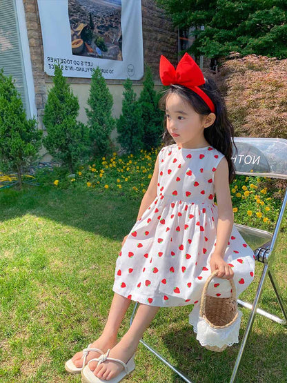 [507S156] - Baju Dress Kutung Fashion Anak Perempuan - Motif Strawberry Polka