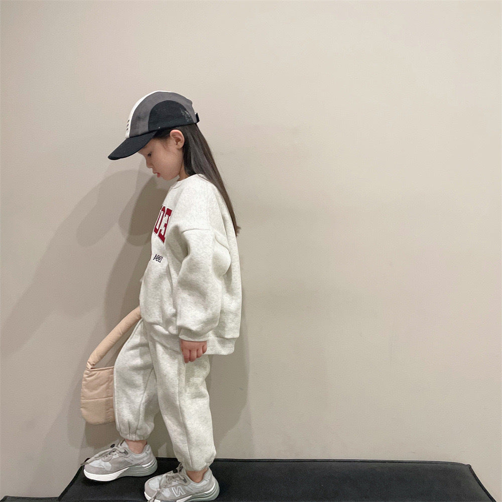 [507970] - Baju Setelan Sweater Celana Jogger Fashion Anak Perempuan - Motif Cool Writing