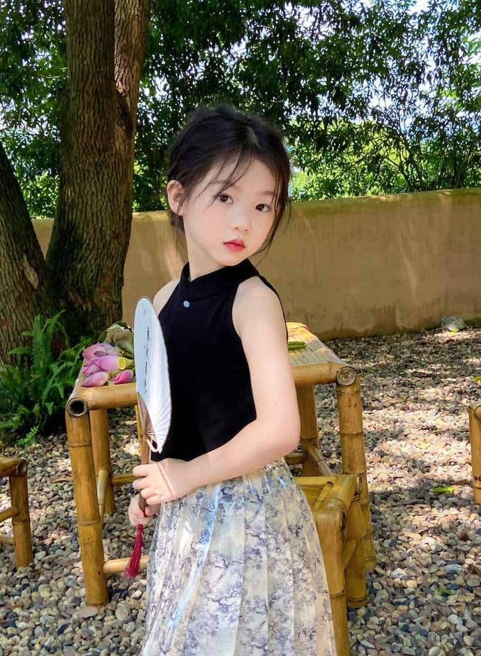 [507987] - Baju Setelan Blouse Kutung Rok Fashion Anak Perempuan - Motif Flower Shadows