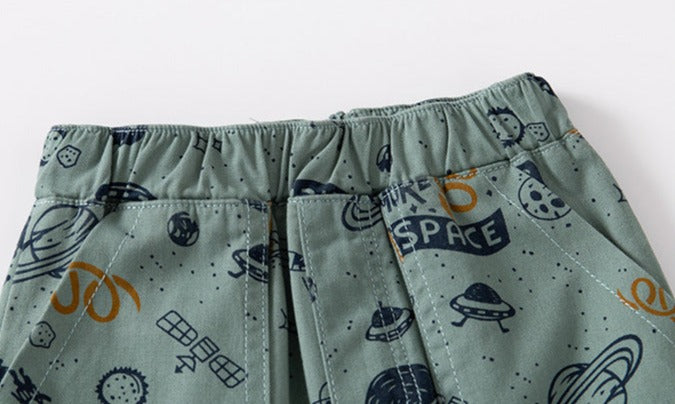 [5131042] - Bawahan Celana Pendek Chino Fashion Anak Laki-Laki - Motif Planetary Plane