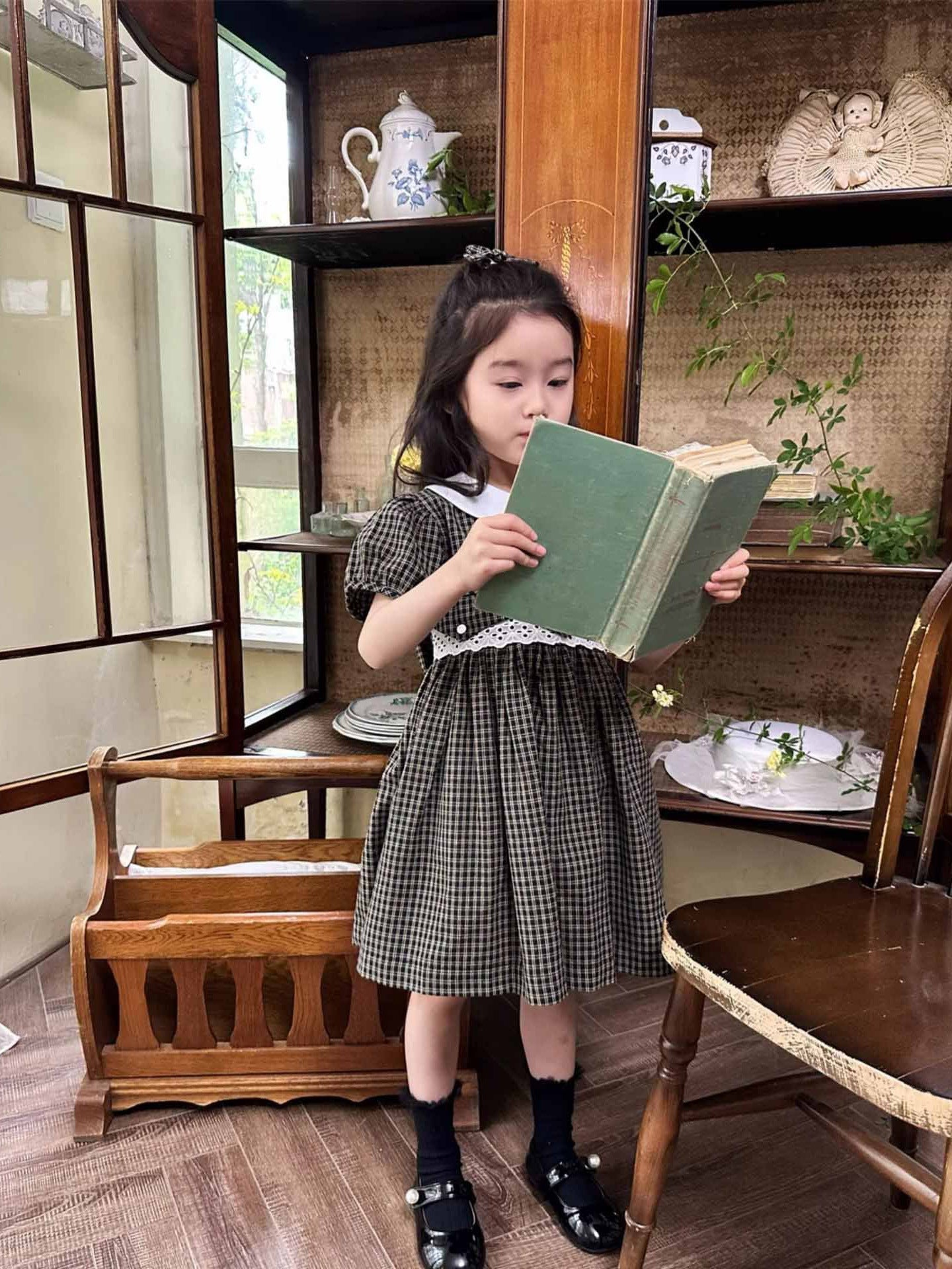 [5071103] - Baju Dress Gaun Pesta Lengan Pendek Fashion Anak Perempuan Cewek - Motif Plaid Dark Color - BABYHOKI STORE