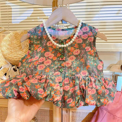 [363798] - Setelan Baju Kutung Celana Panjang Fashion Anak Perempuan - Motif Flower Petals