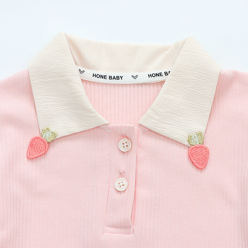 [340370] - Baju Setelan Blouse Celana Chino Fashion Anak Perempuan - Motif Collar Carrots