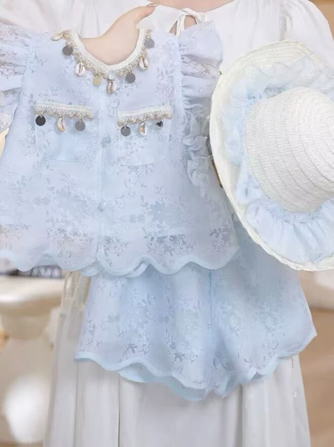 [5071185] - One Set 2in1 Baju Setelan Atasan Lengan Kutung Bawahan Celana Pendek Korean Version Style Anak Perempuan Cewek - Motif Cute Trinkets - BABYHOKI STORE