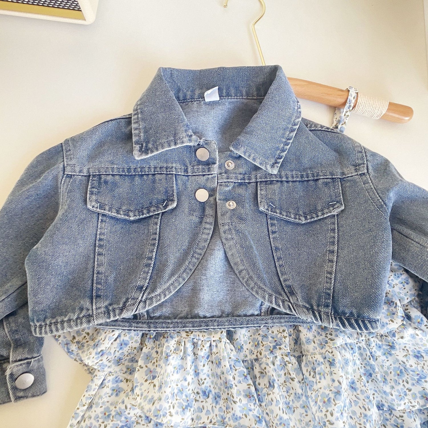 [363626] - Setelan Dress Jaket Jeans Anak Perempuan - Motif Little Flower