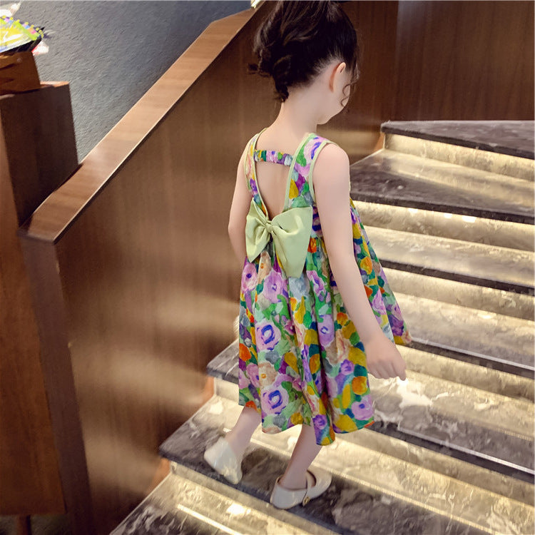 [5071030] - Baju Dress Tanpa Lengan Fashion Anak Perempuan - Motif Colorful Floral