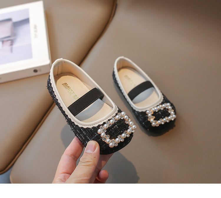 [381288 Size 21-35] - Sepatu Flat Slip On Princess Shoes Korean Version Anak Perempuan Cewek - Motif Cute Pearl - BABYHOKI STORE