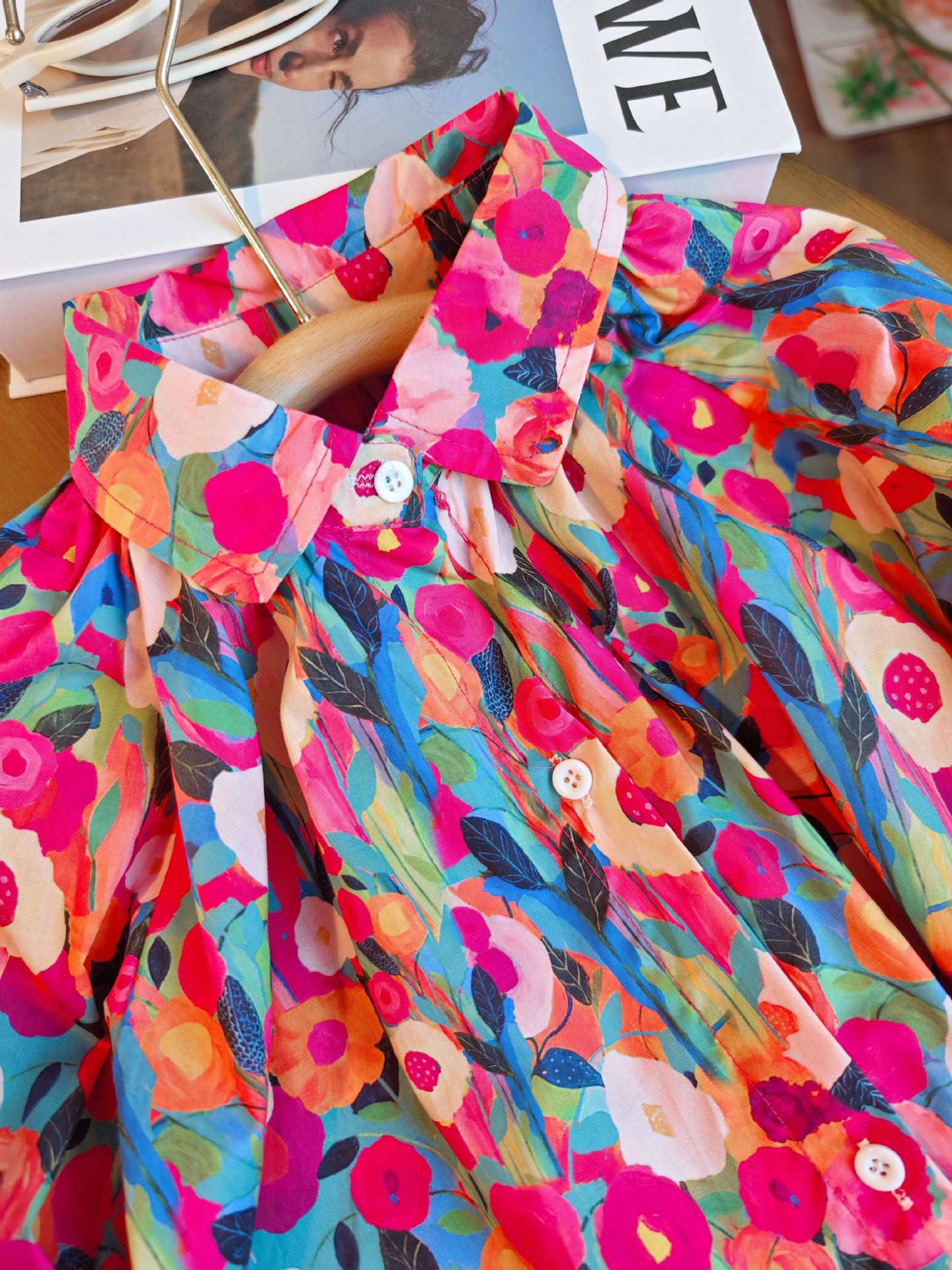 [363694] - Baju Dress Lengan Panjang Fashion Import Anak Perempuan - Motif Colorful Flower